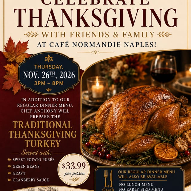 Celebrate Thanksgiving in your favorite French Bistro